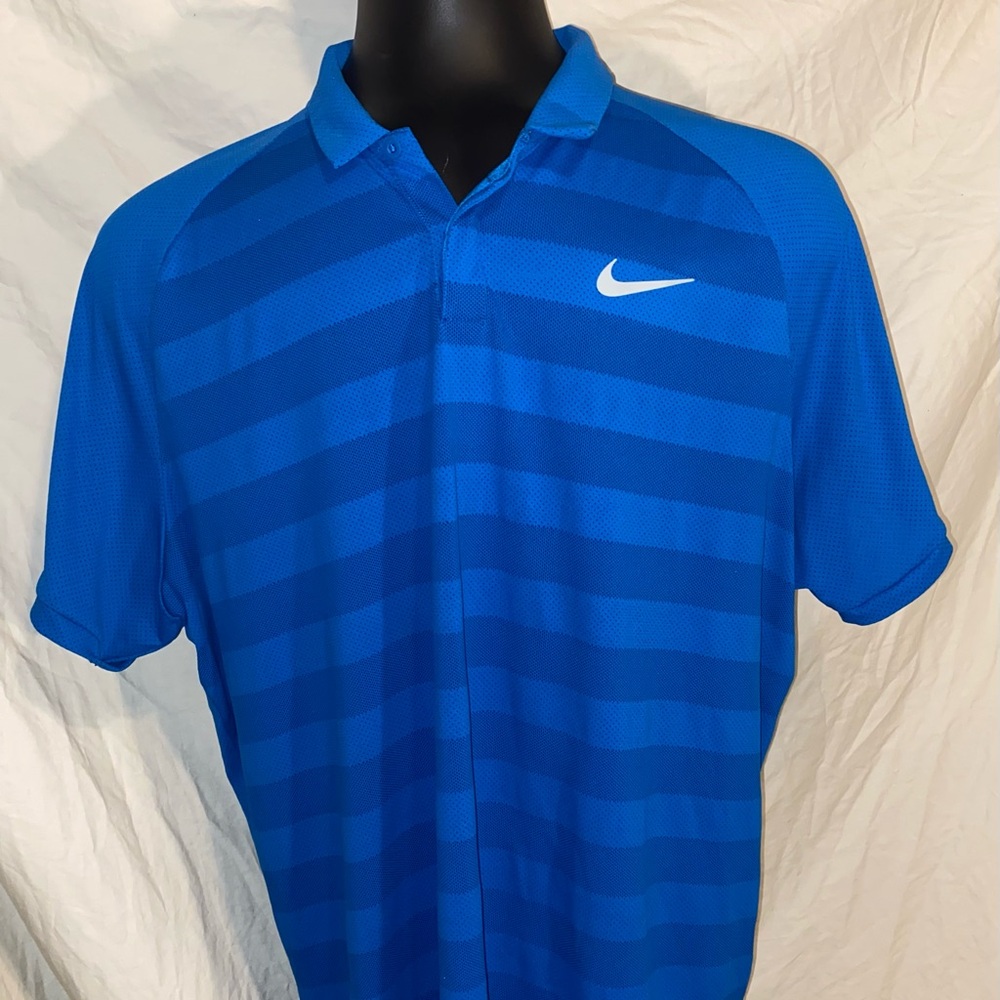 Nike Zonal Cooling Golf Polo Men XXL Blue Mesh Loose Fit